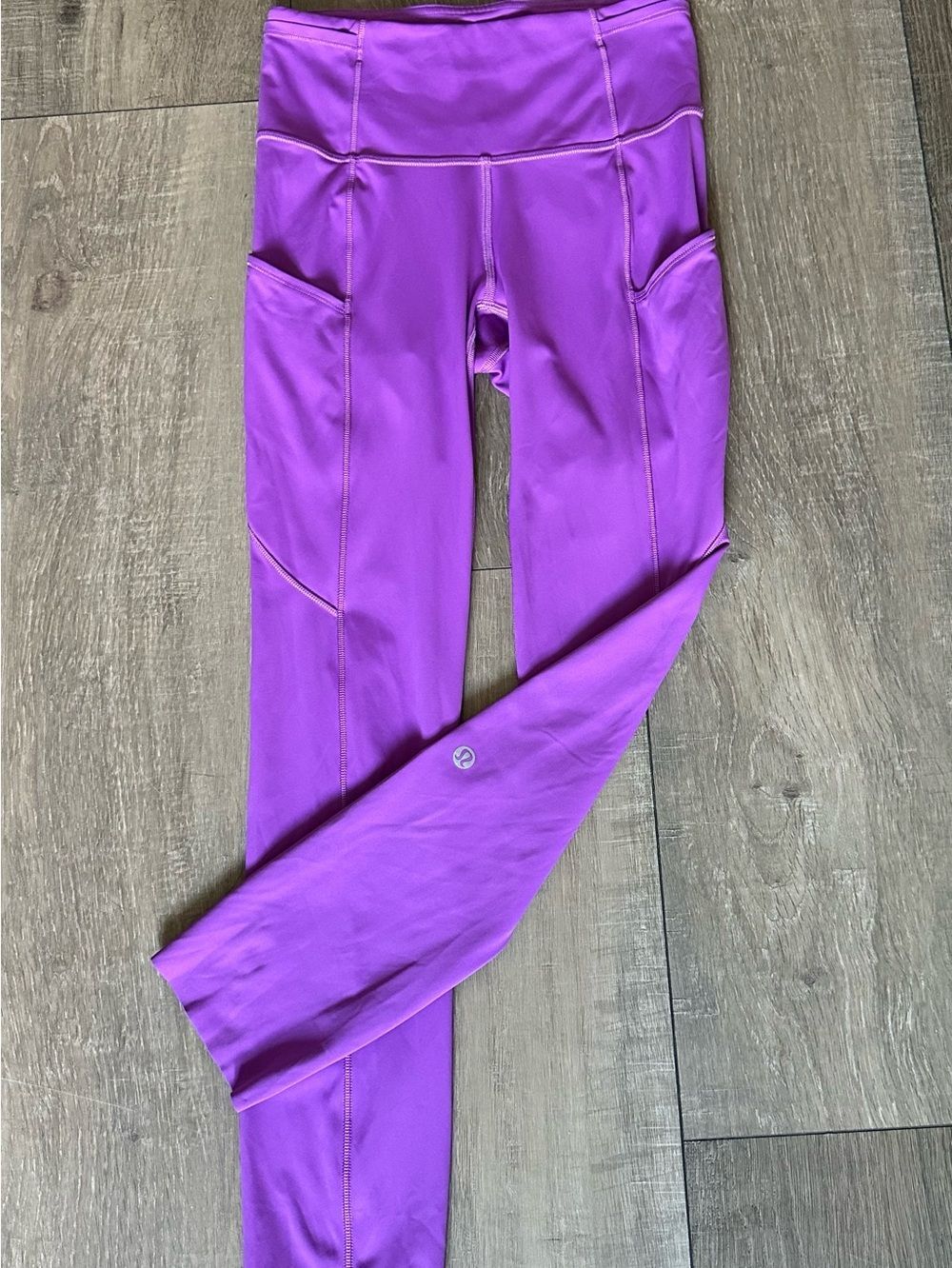 Lululemon Fast and Free High Rise Crop Leggings Purple Size 2 Side Pockets
